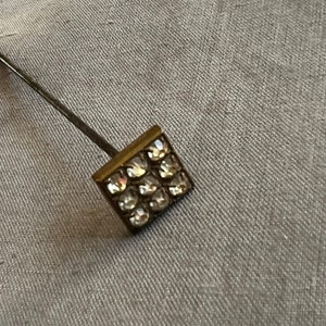 Antique Hatpin Very Long Hat Pin Victorian Hatpin Edwardian Hatpin 19th Century Clear Glass Hatpin Paste Hatpin Square Hatpin 1890s 1900s
