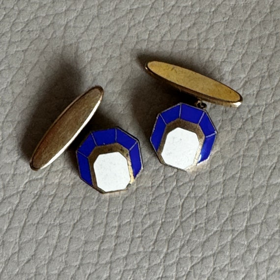 antique enamel cufflinks mens cufflinks antique c… - image 1