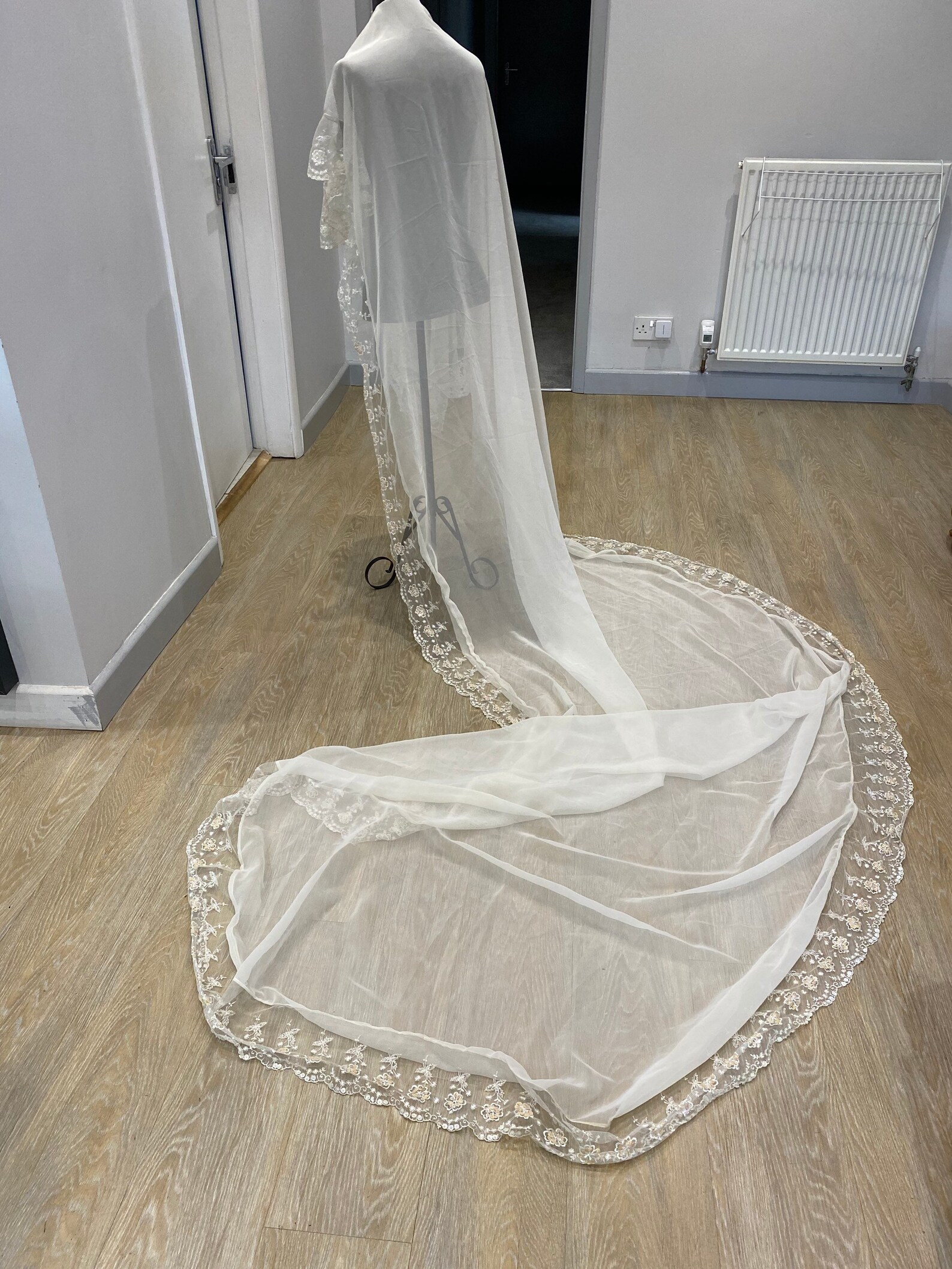 Vintage Lace Veil Lace Bed Cover 1950s Long Veil Embroidered Etsy UK