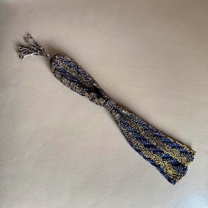 Antique Purse Misers Purse Victorian Purse Georgian Cut Steel Beaded Blue Yellow Knitted Early 19th Century Evening Purse Bag Coin 1840s