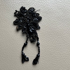 Antique Beaded Motif Victorian Glass Beading French Jet Bodice Trim Antique Beadwork Victorian Beadwork Mourning Dress Trim 1890s 1880s