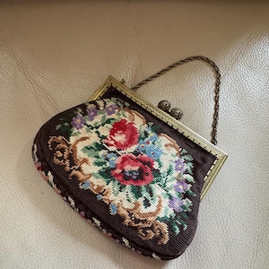 Antique Embroidered Bag Evening Bag Antique Handbag Petit Pointe Embroidery Cocktail Bag 1910s 1920s German Evening Purse Antique Bag
