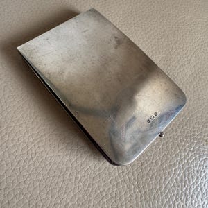 Portacuaderno de plata antigua, tarjetero de baile de plata antigua, portasellos antiguo, forro de cuero rojo plateado con sello distintivo, Birmingham 1906