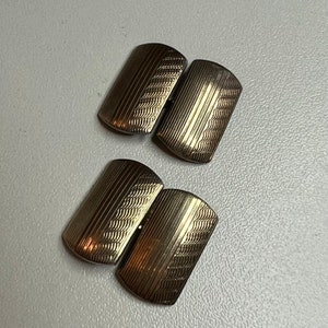 1930s Gold on Silver Cufflinks 18ct Gold on Silver 18 carat Link Cufflinks Vintage Cufflinks Art Deco Cufflinks Mens Cufflinks Machined