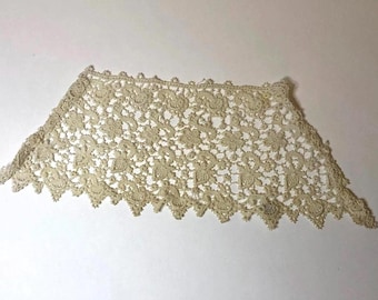 Antique Schiffli Lace Part Collar: Edwardian Cream Lace, 1910s