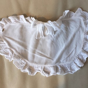 Vintage Jabot Vintage Collar Front  Vintage Bow Collar l940s White Nylon Bow Bodice Front Ruffled Nylon Ecclesiastical Bridal Project