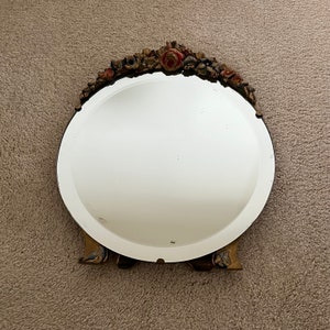 Antique Mirror Vintage Mirror 1920s Mirror Bedroom Mirror Small Mirror Vanity Mirror Ceramic Chalk Freestanding Balboa Boudoir 1930s Floral