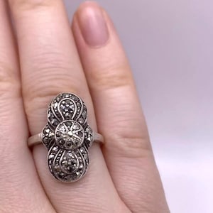 1950s Silver Ring Vintage Silver Ring Marcasite Silver Ring Vintage Silver Jewellery Marcasite Jewelry 1950s Ring UK Size J US Size 5