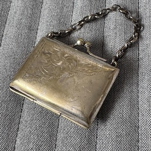 Antikes Portemonnaie Abendtäschchen Antike Chatelaine Geldbörse 1910er Jahre Geldbeutel 1920er Jahre Geldbörse EPNS Finger Purse winzige Abendtasche Jugendstil