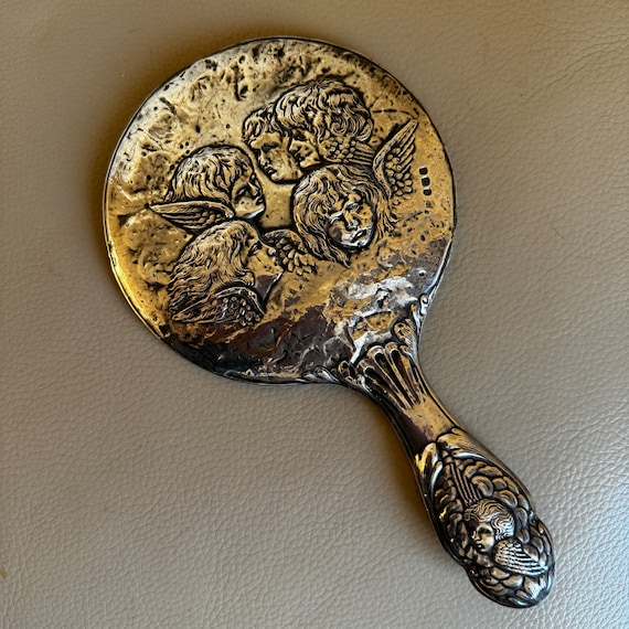 Antique Silver Hand Mirror Hallmarked Silver Anti… - image 1