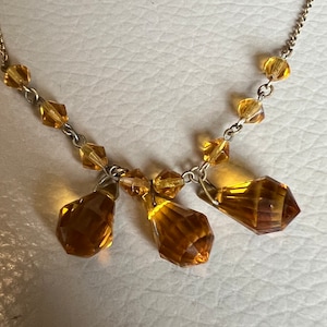 Antique Necklace 1920s Necklace Dropper Necklace Art Deco Necklace Bronze Glass Necklace 1930s Necklace Pendant Necklace 18inch Necklace
