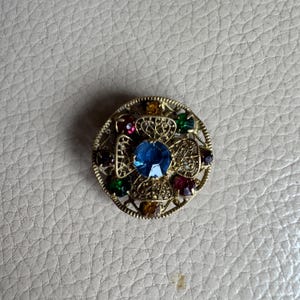 1920s Brooch Antique Czech Glass Brooch Filigree Brooch Glass Brooch Paste Brooch Antique Czech Jewelry Czech Pin C Clasp Tiny Paste Brooch