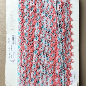 Vintage Cluny encaje ribete original tienda tarjeta encaje recorte rosa azul encaje rosa turquesa encaje vintage encaje ribete algodón inglés encaje 21m sa