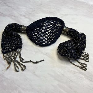 Antique Purse Misers Purse Victorian Purse Georgian Cut Steel Beaded Black Crochet Early 19th Century Evening Purse Bag Coin 1840s