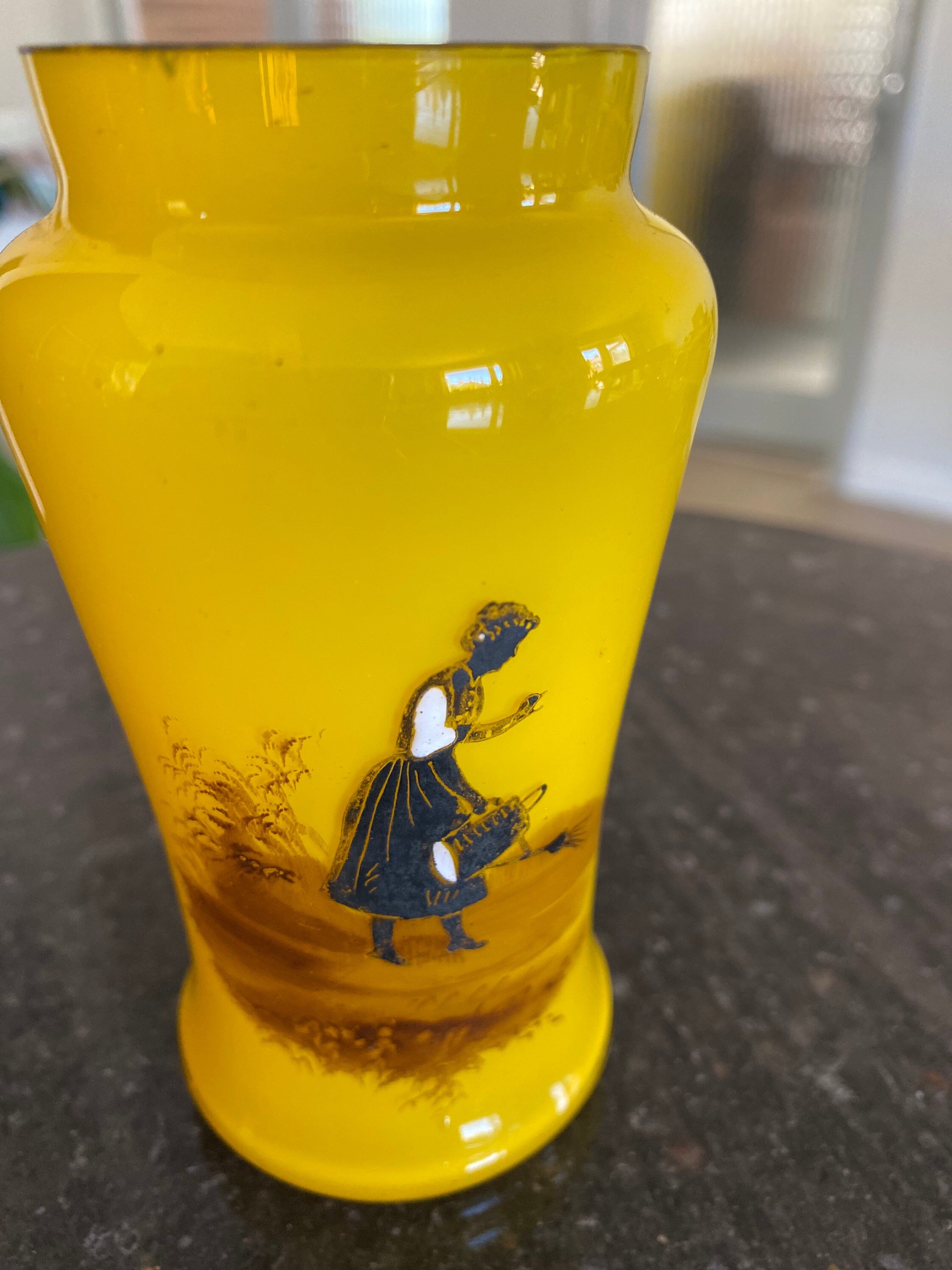 Antique Vase Yellow Glass Vase Czech Glass Vase 1920s Vase Etsy