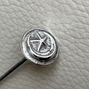 Antique Hatpin Victorian Hatpin 1900s 1890s Silver Hatpin 19th Century Hatpin Moon and Stars Hatpin Crescent Moon Hatpin Very Long Hatpin