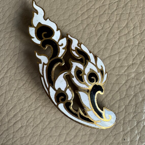 Broche Vintage Art Déco - Métal Doré Et émail Bleu - Fermoir Sécurisé - Occasion