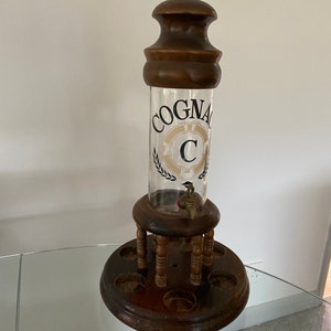 Vintage French Decanter 1970s Cognac Decanter Brandy Glass Holder Drinkware Stand Vintage Decanter Mancave Bar Display Bar Service