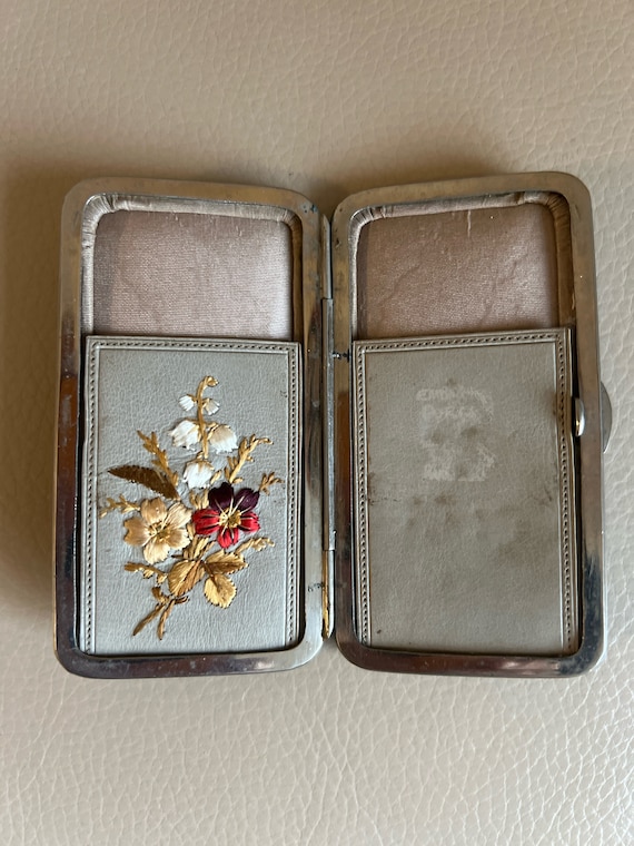 Antique Card Case Victorian Calling Card Case Brown Leather