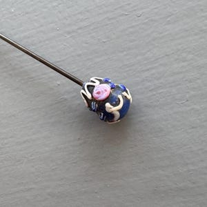 Vintage Hatpin Millefiori Glass Hat Pin Blue Glass Hatpin 1950s Hatpin Antique Glass Hatpin Lampwork Glass Opaline Glass Hat Pin 1940s
