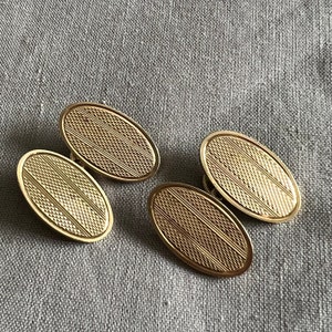 1930s Gold on Silver Cufflinks 9ct Gold on Silver 9 Carat Vintage Cufflinks Art Deco Cufflinks 1930s Cufflinks Mens Cufflinks Chain Oval