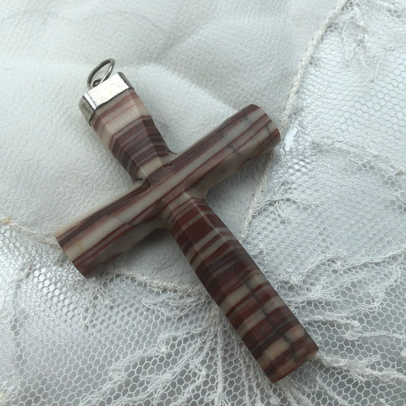 Antique Agate Cross 900 coin silver crucifix 1850s Cross 1840s Crucifix Silver Mounted Cross Carved Agate 19th Century Pendant Jewelry