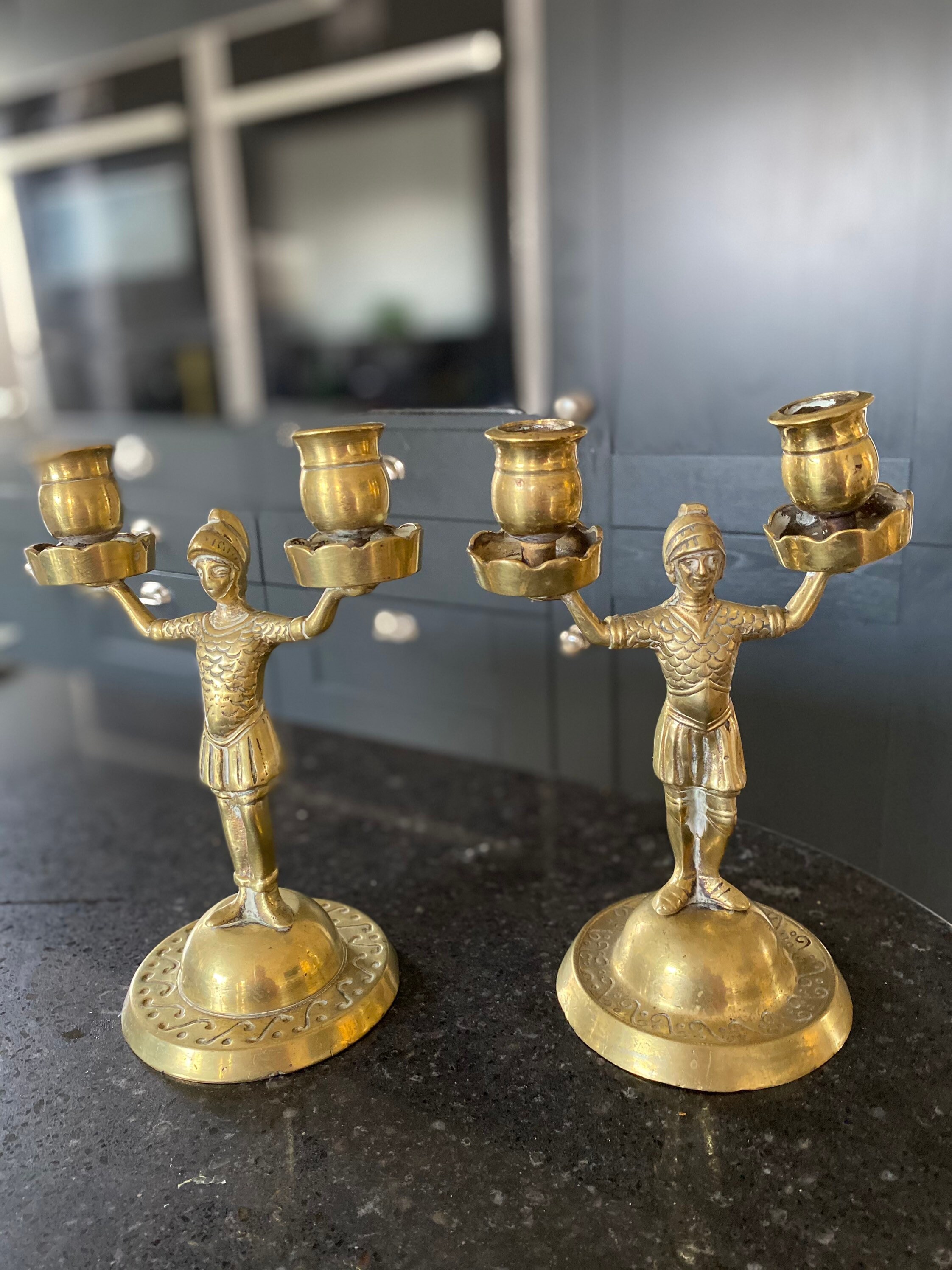 Antique Brass Candelabra Pair Candlesticks Vintage Candelabra Etsy UK
