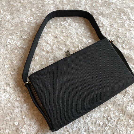 1950s Silk Bag Vintage Box Bag Black Silk Bag Vint