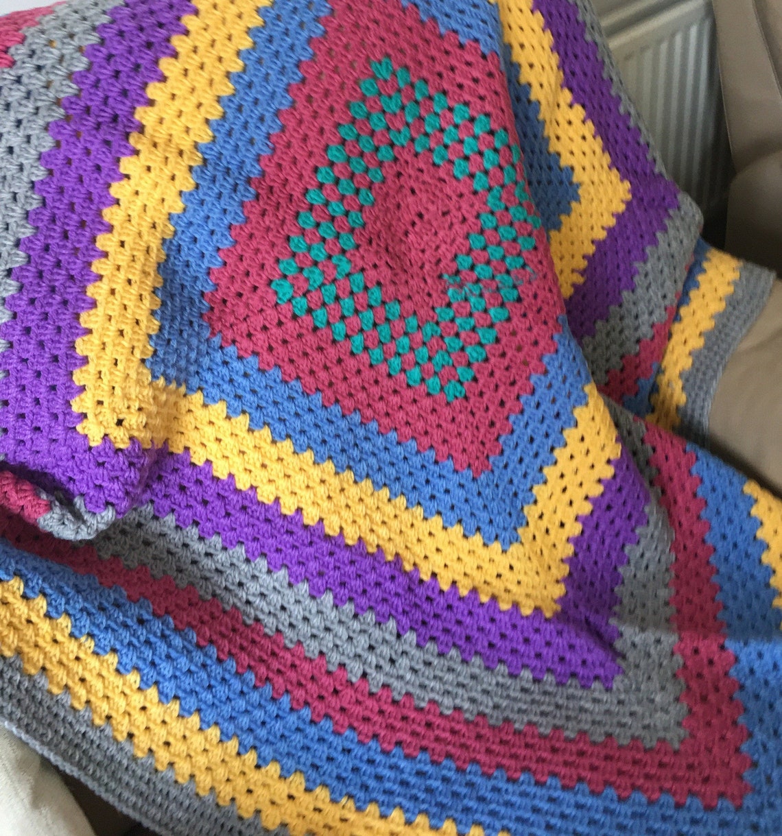 1970s Crochet Throw Crochet Blanket Crochet Bed Cover Handmade Etsy UK