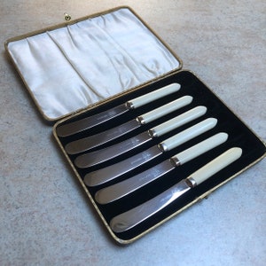 1950s cutlery boxed cutlery set 6 piece  cutlery set cake cutlery set vintage cutlery original box presentation box set butter cutlery 1940s