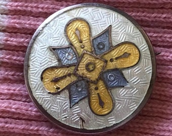 Lot De 2 Broches Vintage : ND De Paris 1940 Et Feuilles 1960 - Métal Argenté
