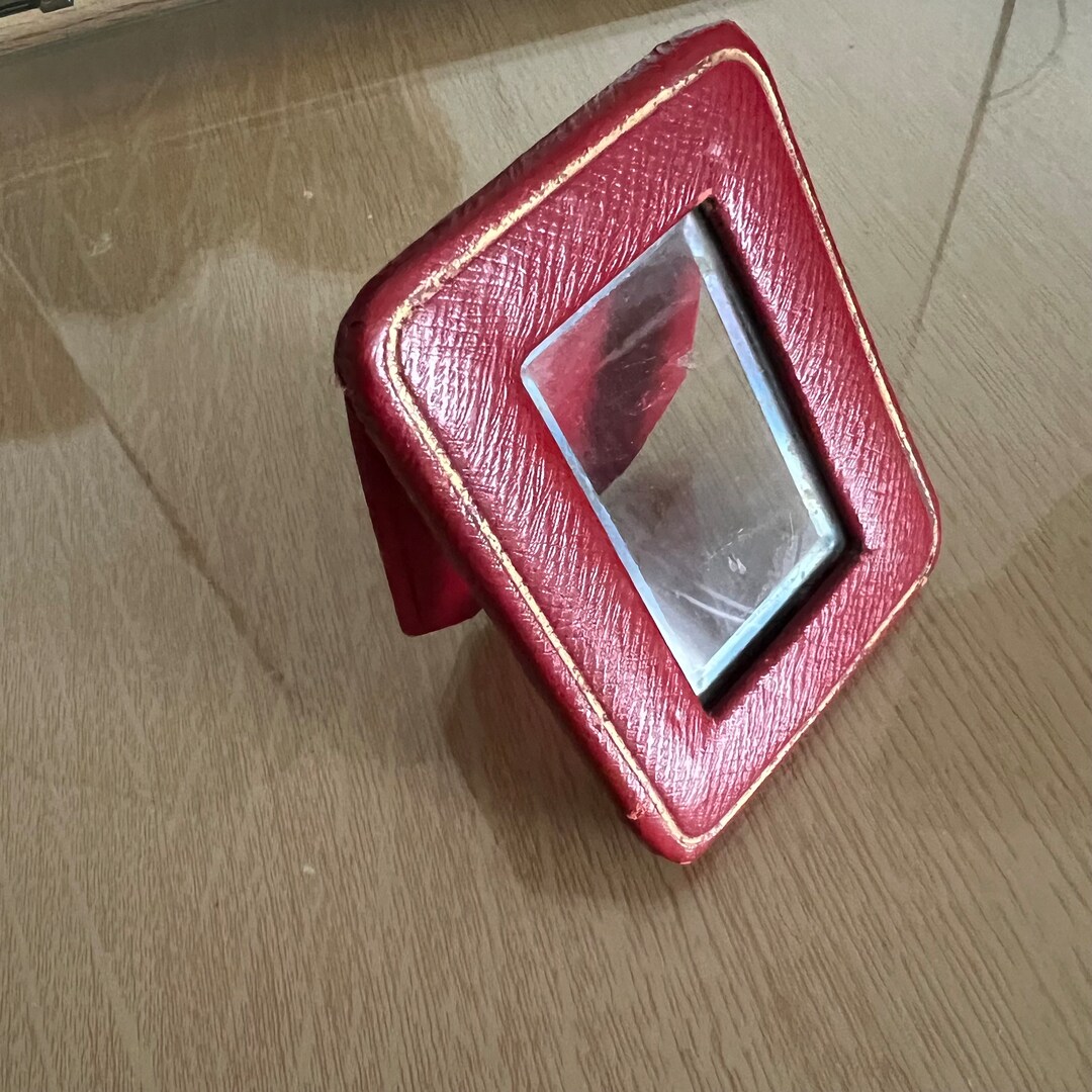 Antique Miniature Frame Antique Picture Freestanding Red Leather Photo