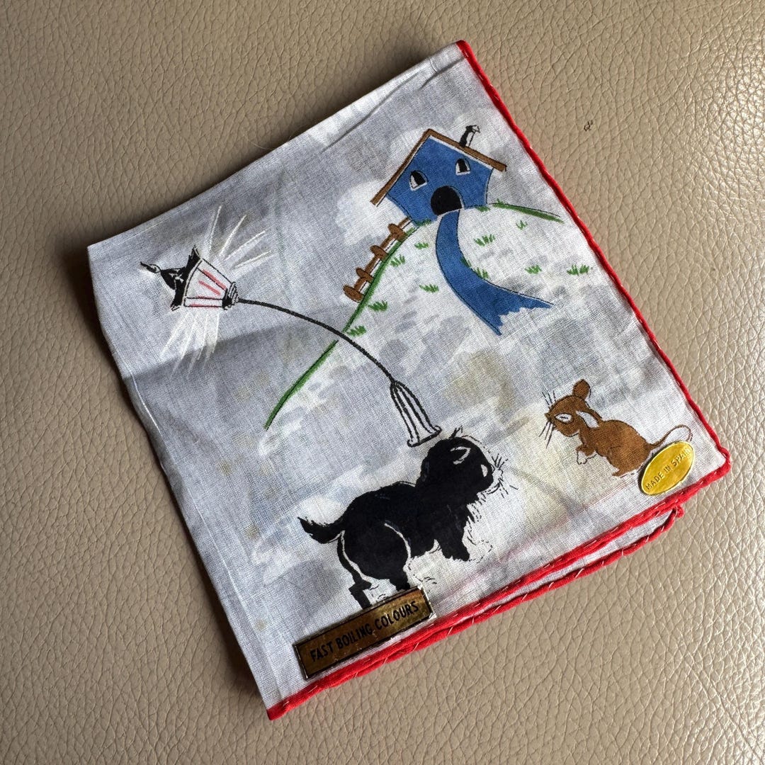 Vintage 1960s Cat Handkerchief: Hand-sewn Cotton Spanish Hanky - Etsy