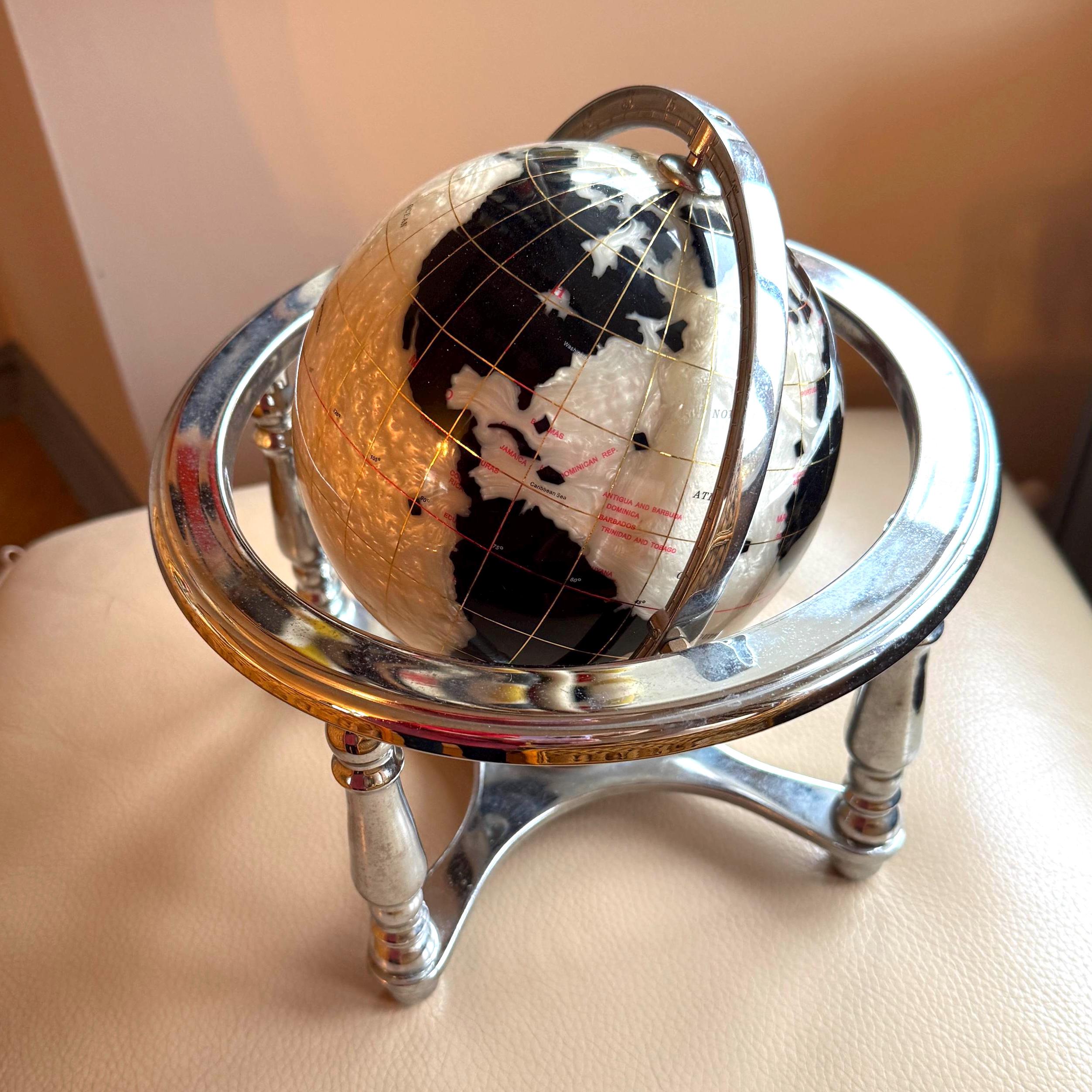 Vintage Osborne and Allen Mother of Pearl Desk Globe and Compass