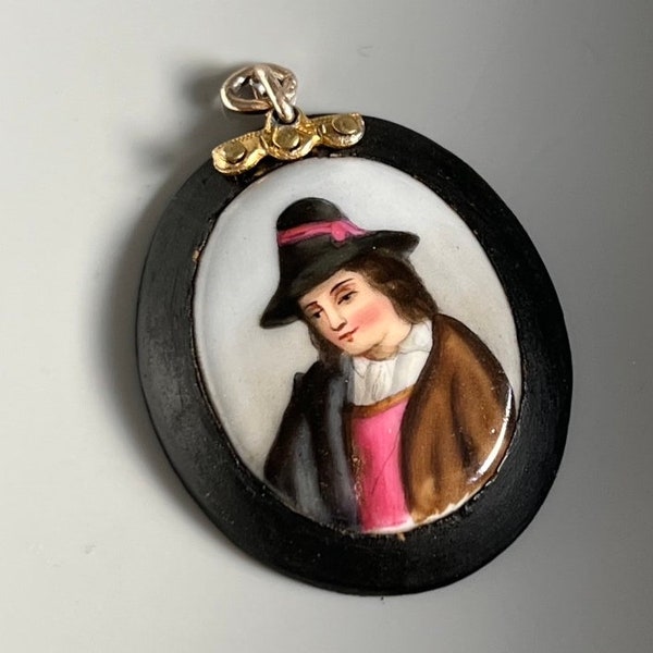Antique Pendant Miniature Portrait Pendant Welsh Lady Pendant Antique Picture Pendant Antique Picture Pendant Antique Jewelry 1890s 1900s