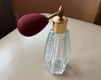 Frasco de perfume vintage em vidro austríaco: frasco atomizador para fragrâncias da década de 1940