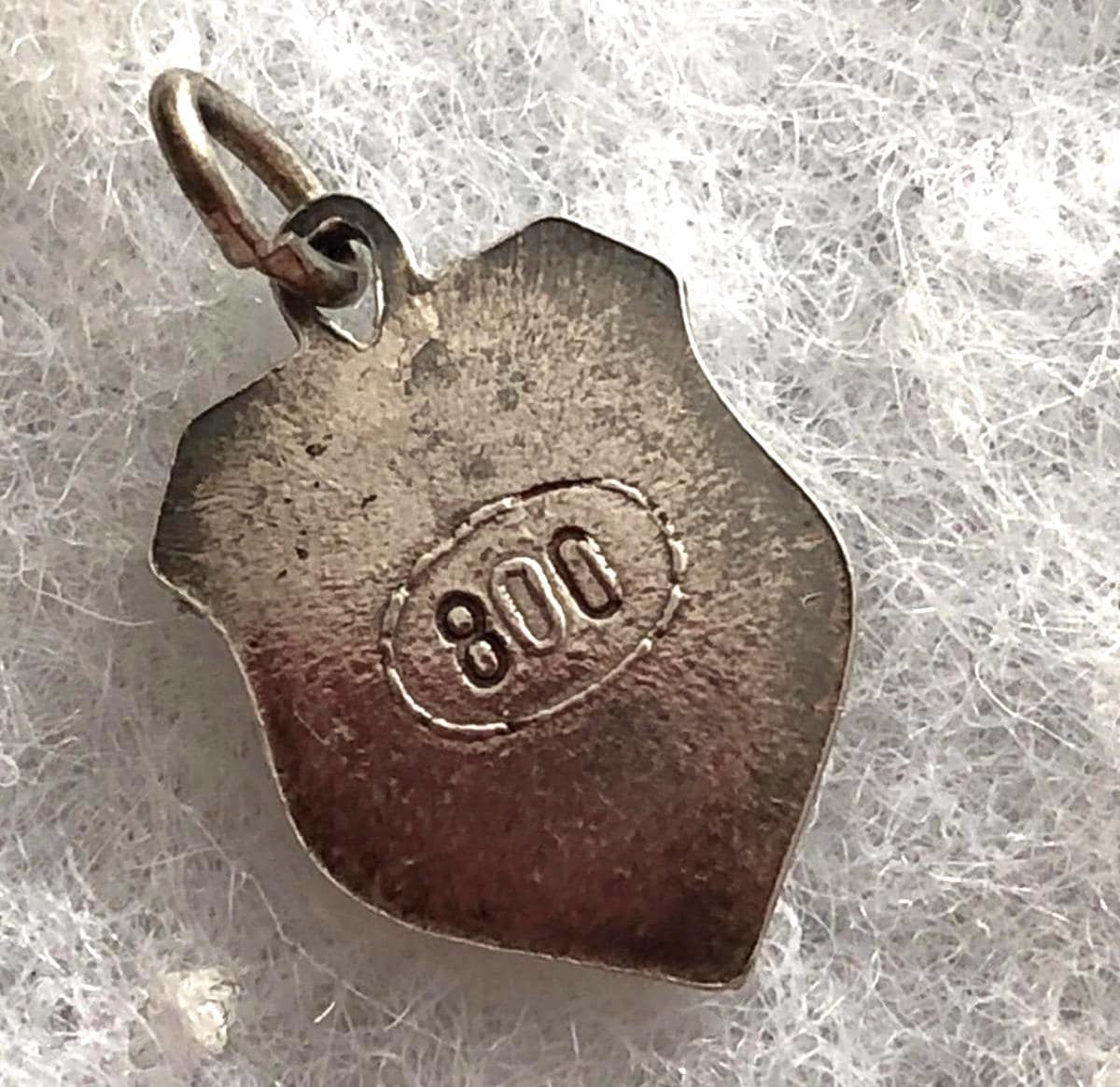 ヴィンテージエナメルベルギーチャーム：800シルバーペンダント、1950