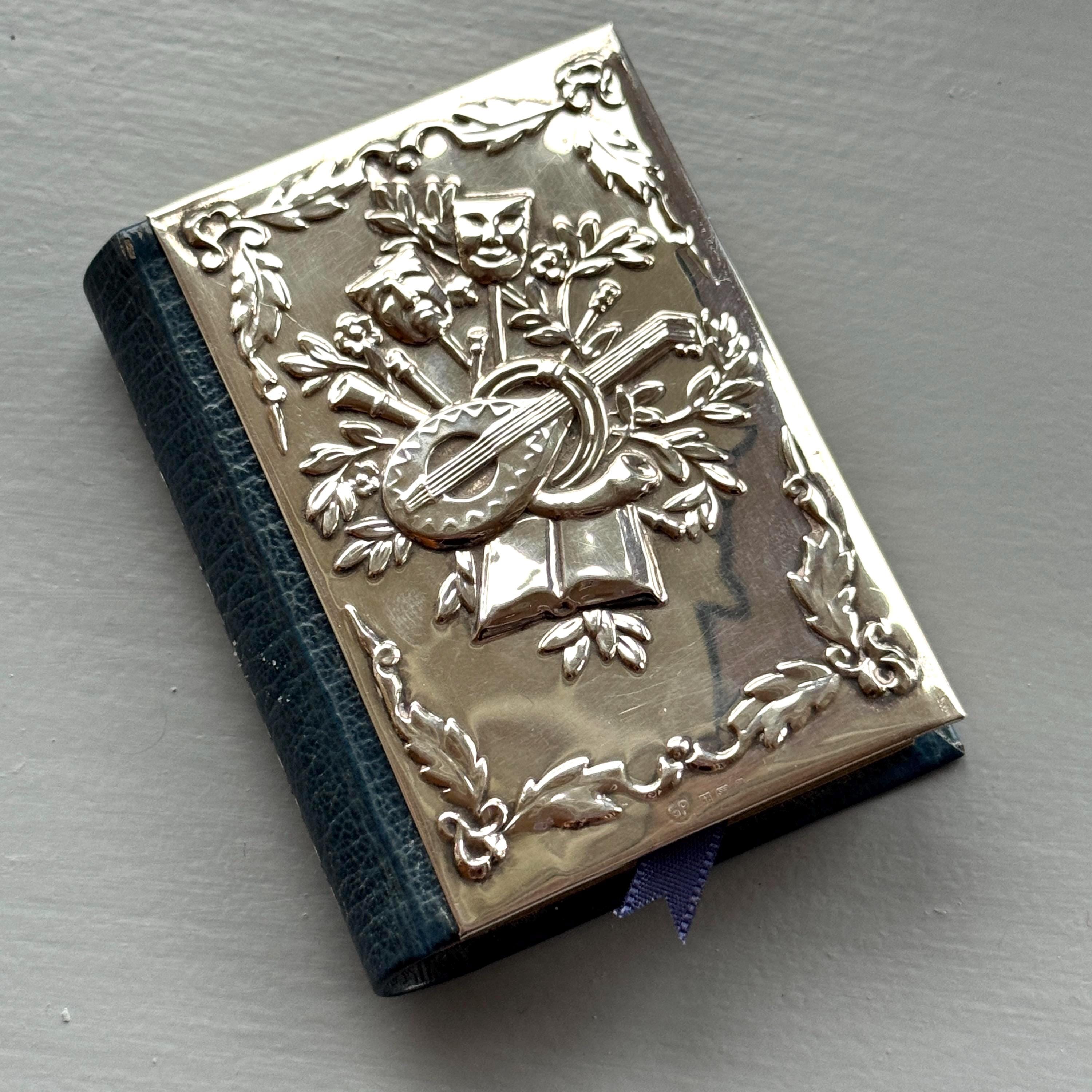 Vintage Silver Mounted Poetry Book, Hallmarked Birmingham, Donne, Milton, Blake, Swinburne