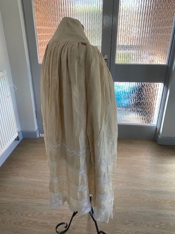 Antique Opera Cape Cream Silk Cloak French Lace Ca