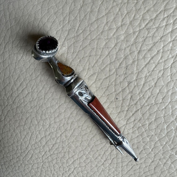 Adie and Lovekin Ltd Silver and Citrine Thistle Button Hook