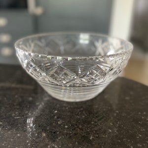 Glass Fruit Bowl Vintage Dish Cut Glass Bowl Vintage Glass Dish Crystal Bowl 1970s Trifle Bowl Sweet  Bowl Dessert Bowl Table Centrepiece