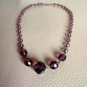 1920s Glass Necklace Mauve Glass Necklace Amethyst Glass Necklace Art Deco Geometric 1930s Antique Vintage Jewelry Vintage Glass Beads