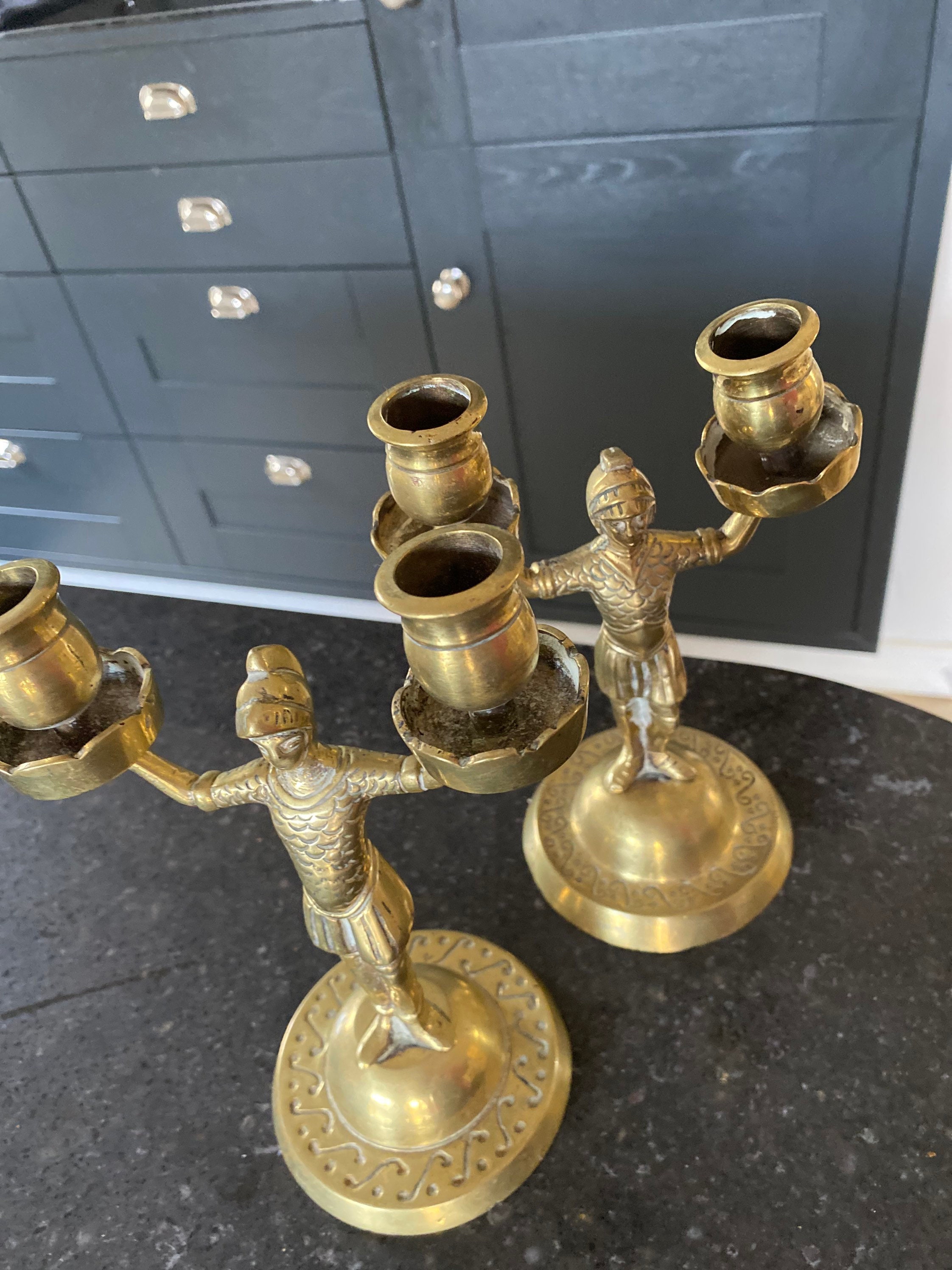 Antique Brass Candelabra Pair Candlesticks Vintage Candelabra Etsy UK