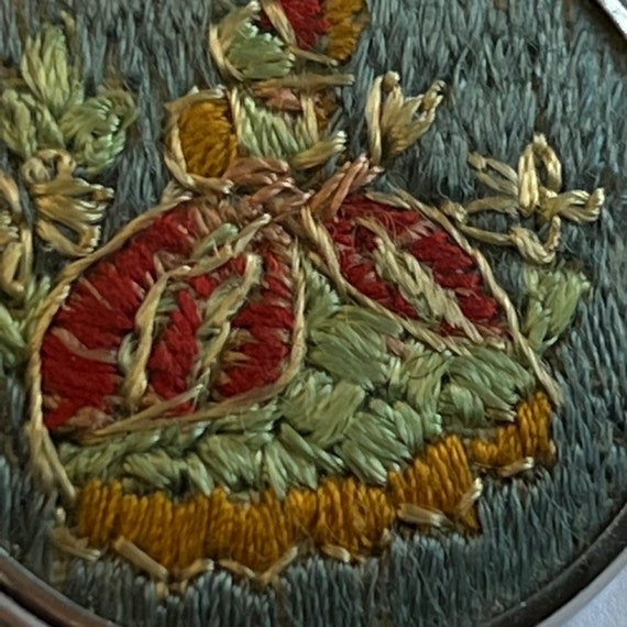Vintage Embroidered Brooch Crinoline Lady Brooch … - image 2