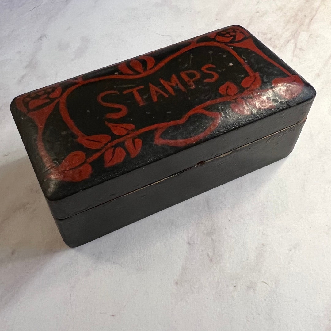 Stamp Box Stamp Holder Antique Stamp Box Lacquer Box Art Etsy UK