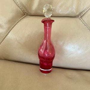 1920s Cranberry Glass Perfume Bottle: Antique Fluted Scent Flask