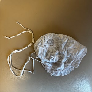 Antique Lace Bonnet Antique Embroidered Bonnet Antique French Lace Lawn Bonnet Silk Embroidery Stumpwork 1890s Victorian Bonnet Dolls Bonnet