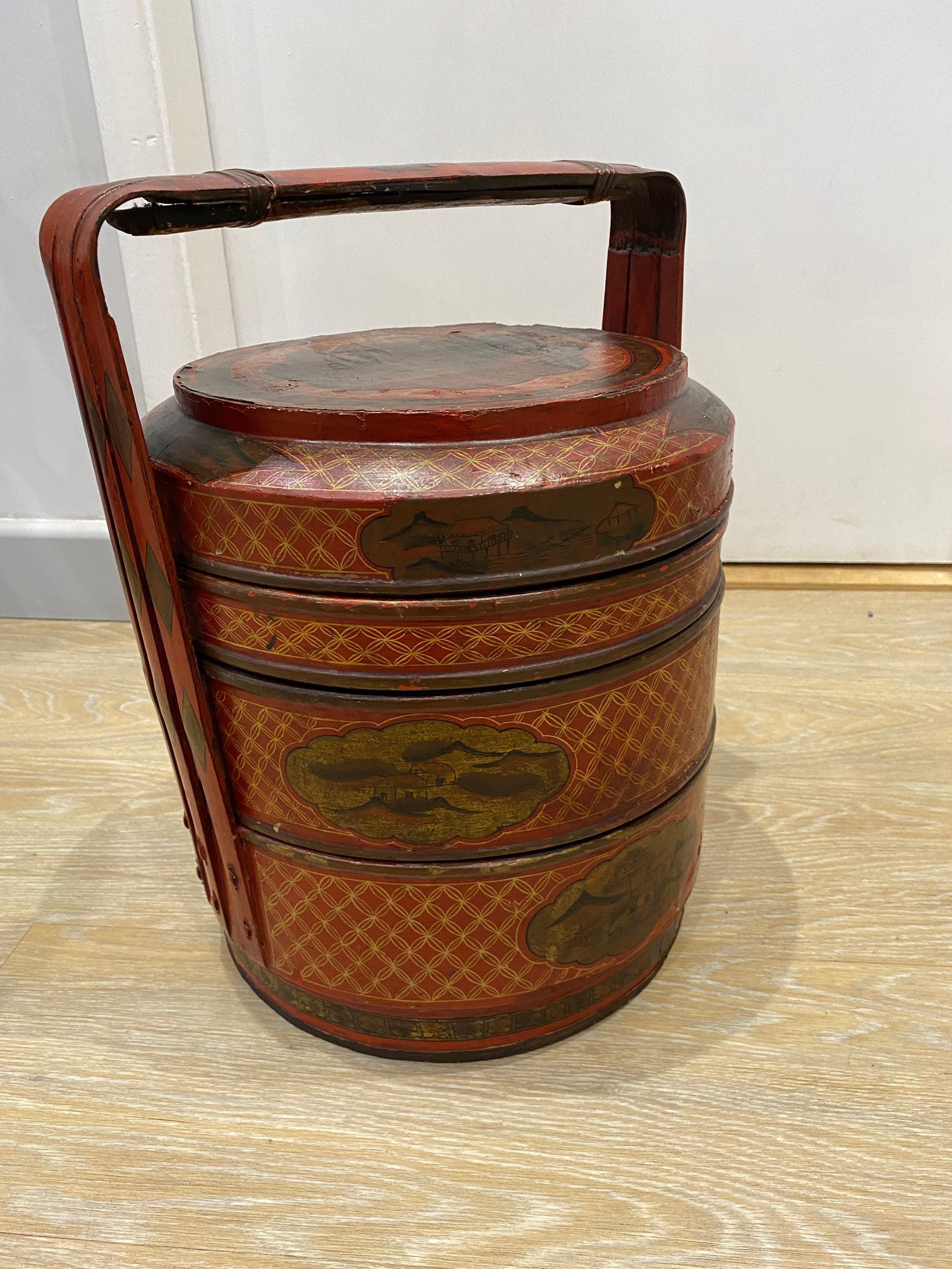 Antique Japanese Lunch Box 19th Century Meiji Red Lacquer Box Etsy