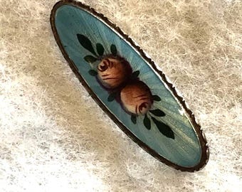 antique brooch antique enamel brooch guilloche enamel brooch Victorian brooch 1890s brooch Edwardian brooch enamel rose brooch 1900s floral