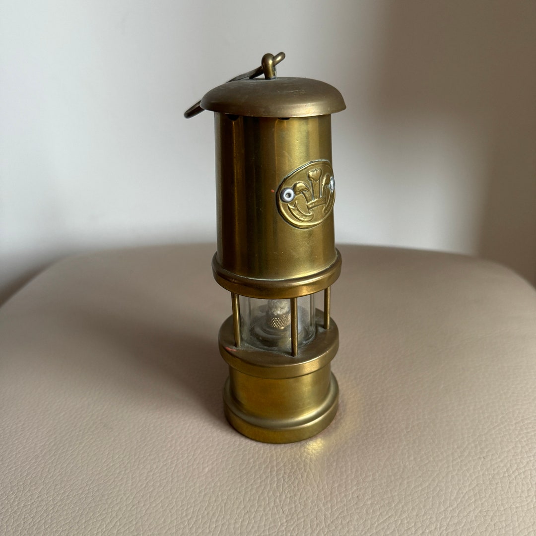 Vintage Miners Lamp Brass Miners Lamp Prince of Wales Feathers Miners Lamp Mining Light Vintage